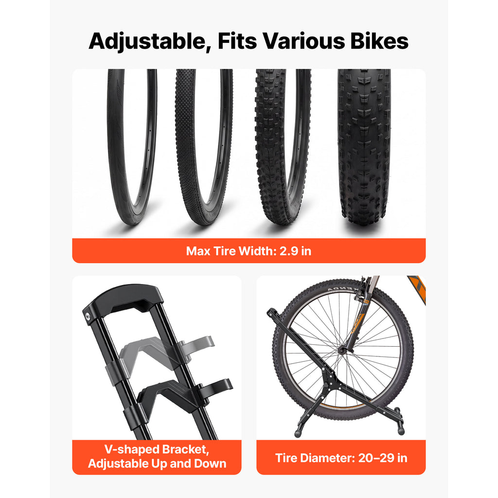 Foldable Bike Floor Stand for 20-29 in Wheels